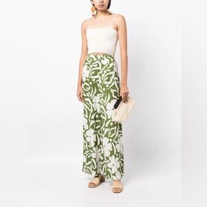 Faithfull the Brand Green and White Floral Wide-Leg Pants